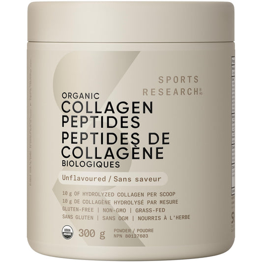 Sports Research® Organic Collagen Peptides - Hydrolyzed Type I & III Collagen with 18 Essential Amino Acids | Sustainable & Traceable Formula, Gluten-Free & Non-GMO | Unflavored Powder | 30 Servings