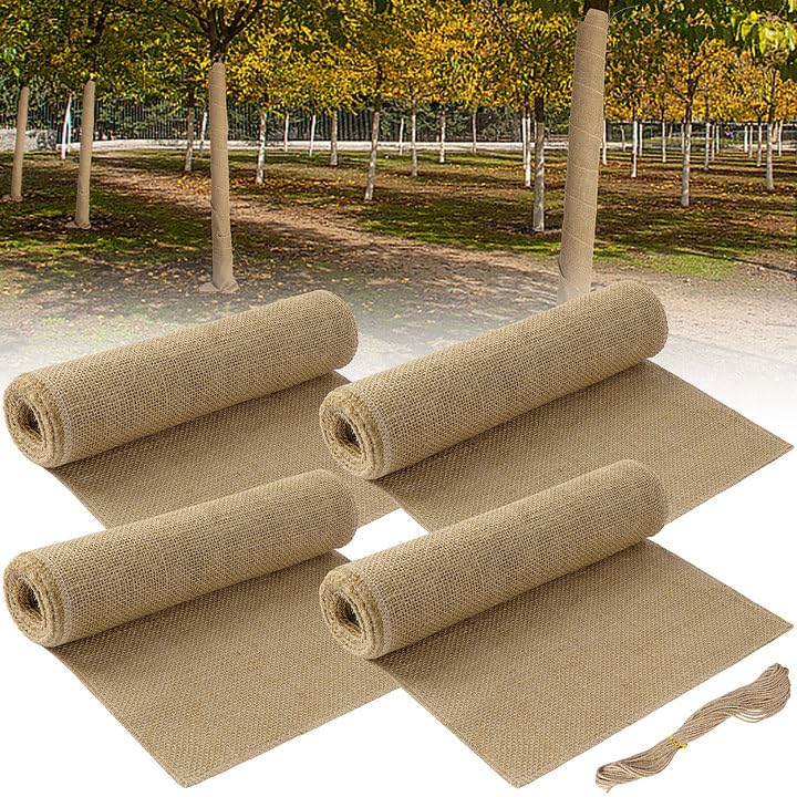 4 Roll 10''x10ft Natural Burlap Tree Wrap Rolls,Fabric Tree Trunk Protector 🍁 All In One Marketplace Canada