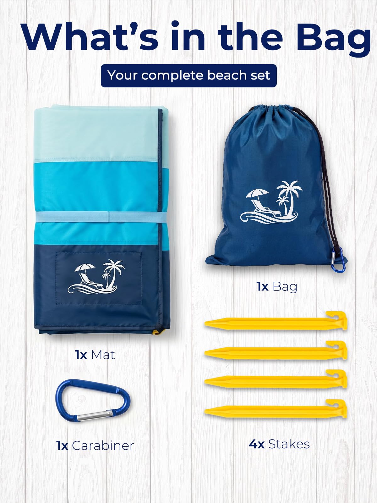 SOLNERY Large Beach Blanket Sand Proof Water Resistant, Beach Mat Sand Free Waterproof, Windproof, Stylish & Skin-Friendly, 8.2 x 6.8 ft, Fits 1–8 People, for Seaside, Picnic & Outdoor(Ocean Blue)