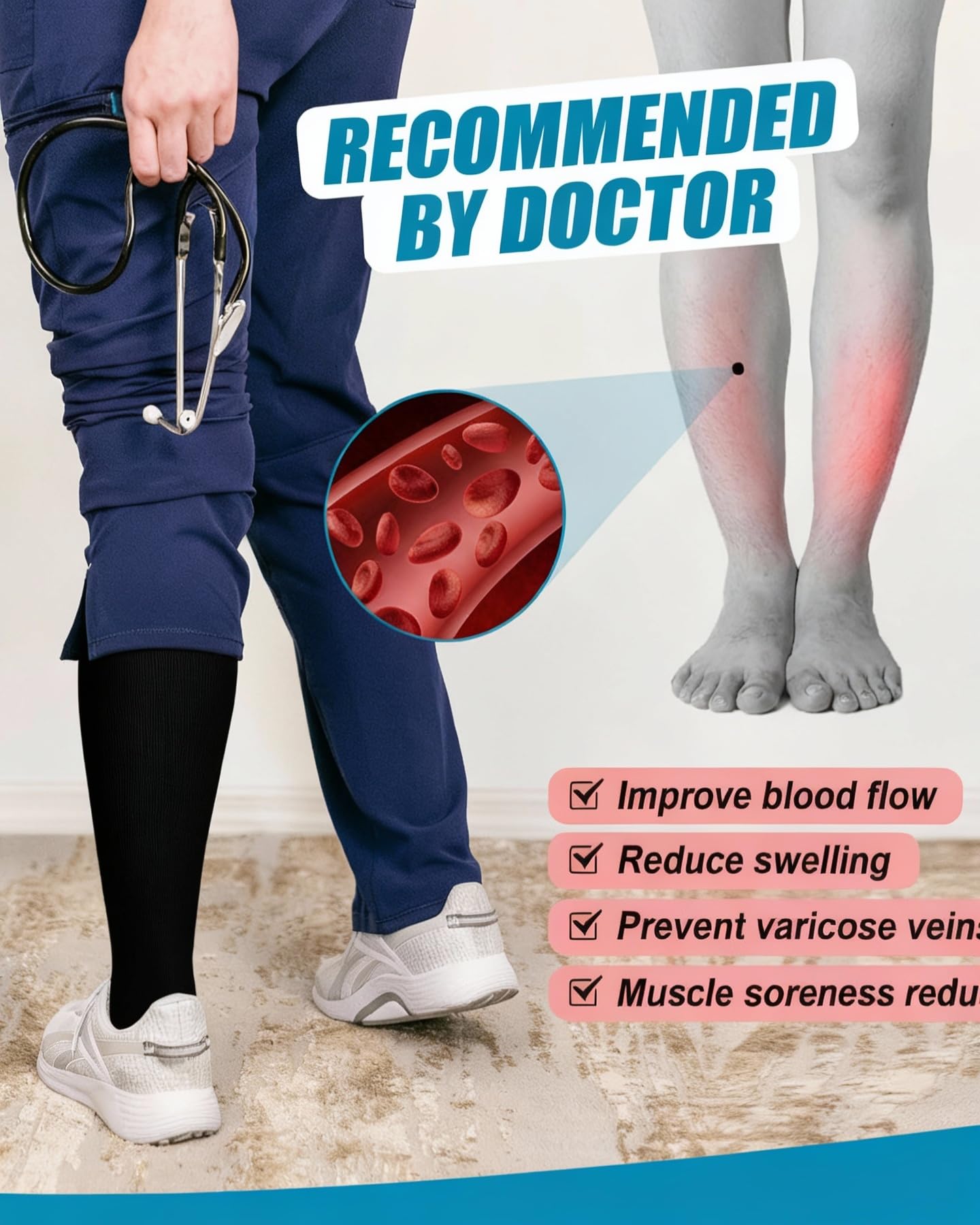 CTHH 4 Pairs Graduated Copper Compression Socks for Women & Men Circulation 15-20 mmHg - Best Support for Nurses, Running