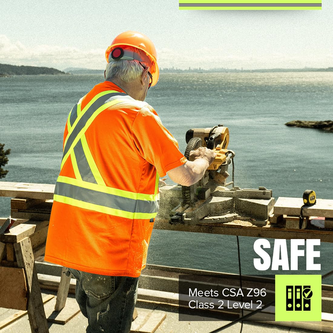Pioneer High Vis Shirt for Men - Safety T-shirt - Class 2