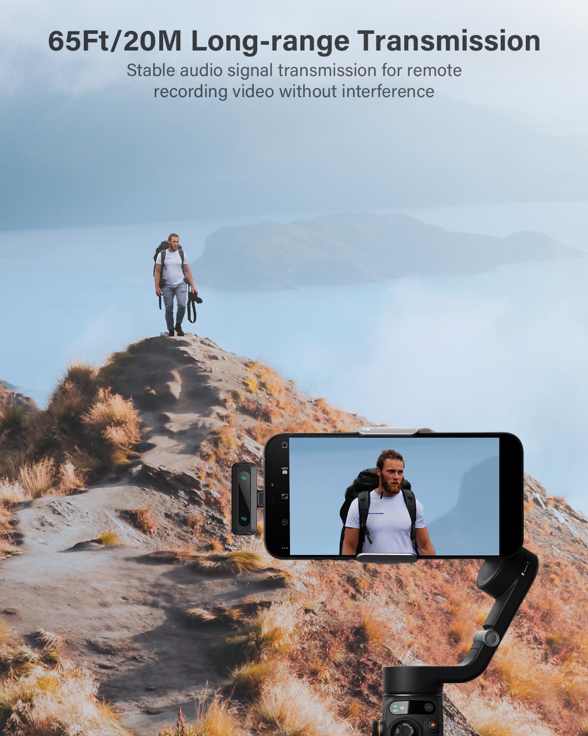 Wireless Lavalier Microphone for iPhone, iPad, Android Phone，2-Pack Mini Microphone with Noise Reduction, Auto Pairing and Mute & Reverb for Vlogging, Video Recording, TikTok, YouTube - Plug & Play