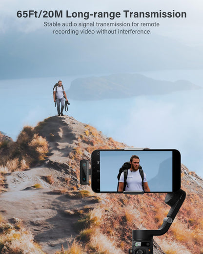 Wireless Lavalier Microphone for iPhone, iPad, Android Phone，2-Pack Mini Microphone with Noise Reduction, Auto Pairing and Mute & Reverb for Vlogging, Video Recording, TikTok, YouTube - Plug & Play