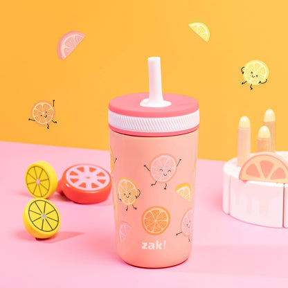 Zak Designs Happy Fruit Kelso 12oz Stainless Steel Leak-Proof Toddler Cup Zak Designs