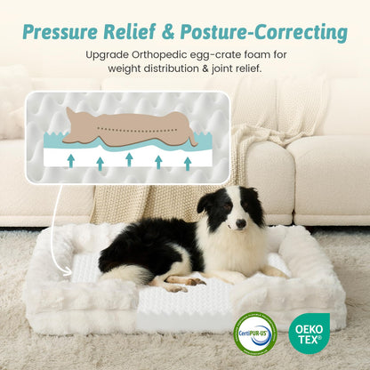 COZY KISS Warm Orthopedic Extra Large Dog Bed, XXL 122x89x20 cm, Beige 🍁 All In One Marketplace Canada