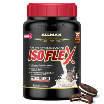 ALLMAX ISOFLEX Whey Protein Isolate, Cookies & Cream, 2 lb