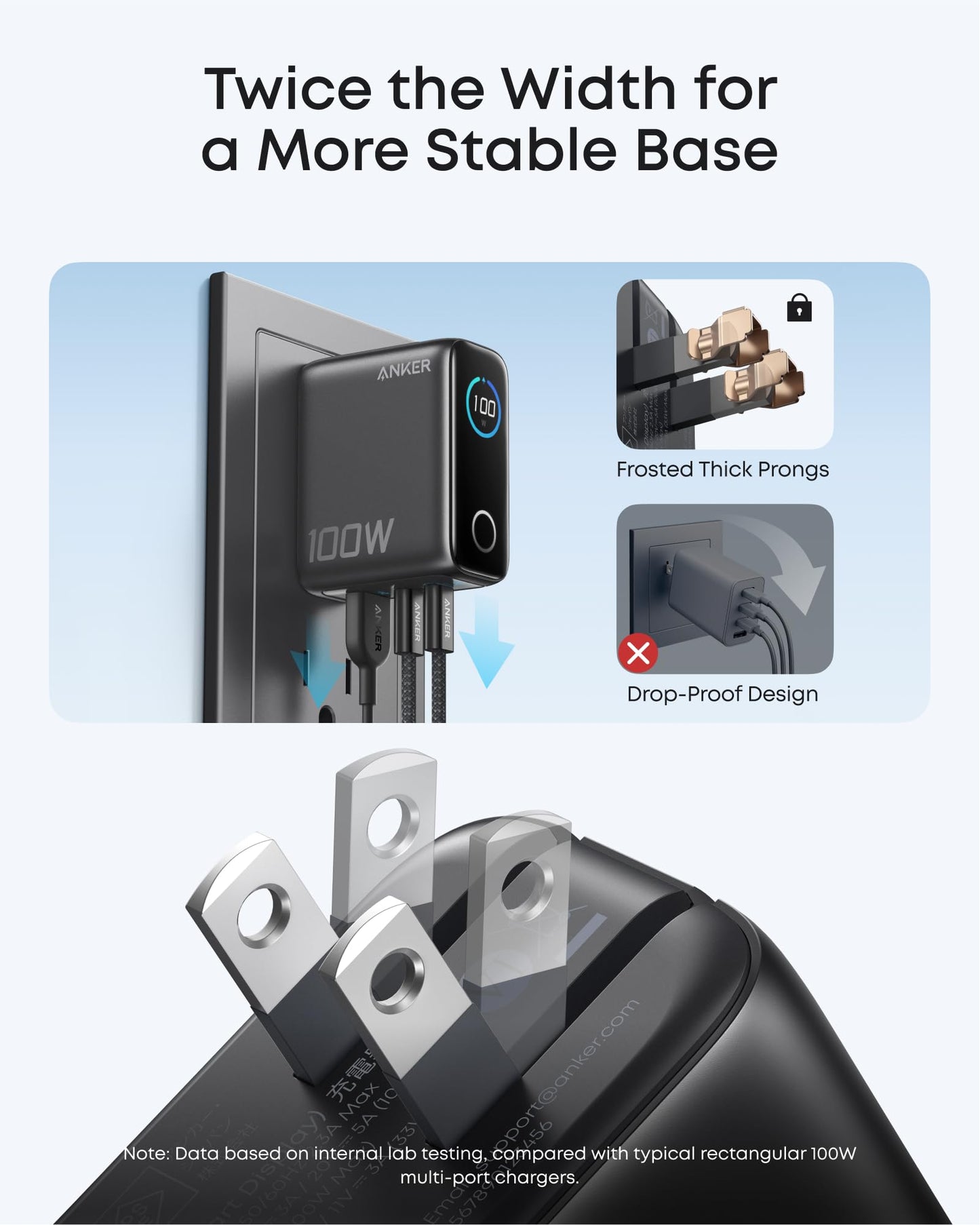 Anker Charger, 100W Max USB C Charger Block, 3-Port GaN and Ultra-Compact Wall Adapter, Smart Displayand Touch Control, for MacBook, iPad, iPhone 17/16 Series, and More (Non-Battery) (Black)