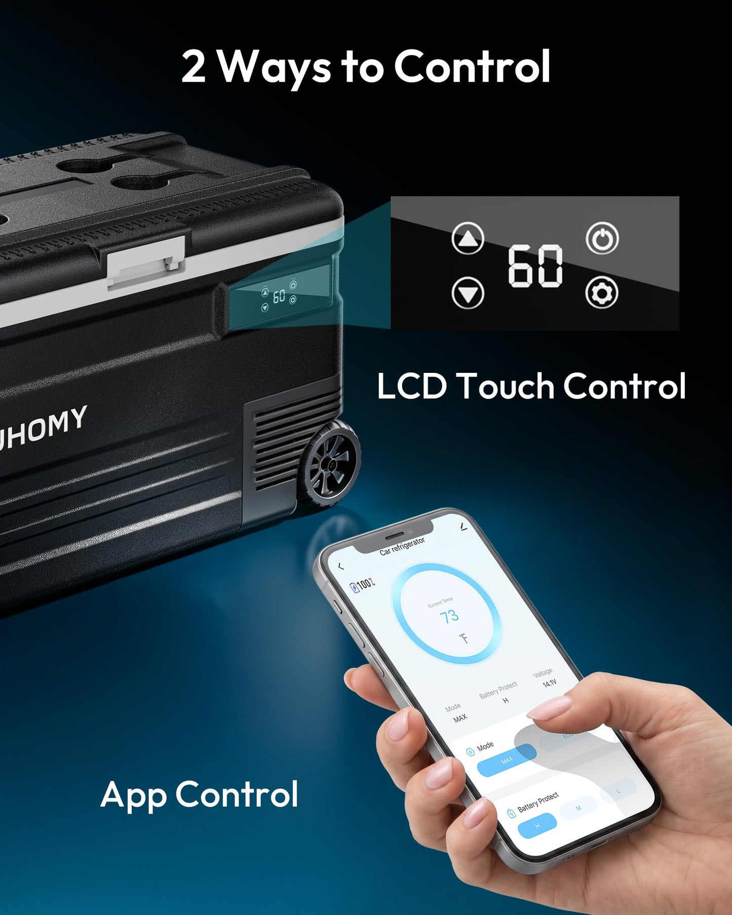 EUHOMY 12 Volt Refrigerator, 80QT(75L) 12V Fridge, Electric Cooler APP Control, Car Fridge 12/24V DC 110-240V AC, Car Refrigerator 0℉~68℉, 12 Volt Cooler for Camping, Trip, Truck, Boating, Outdoor EUHOMY