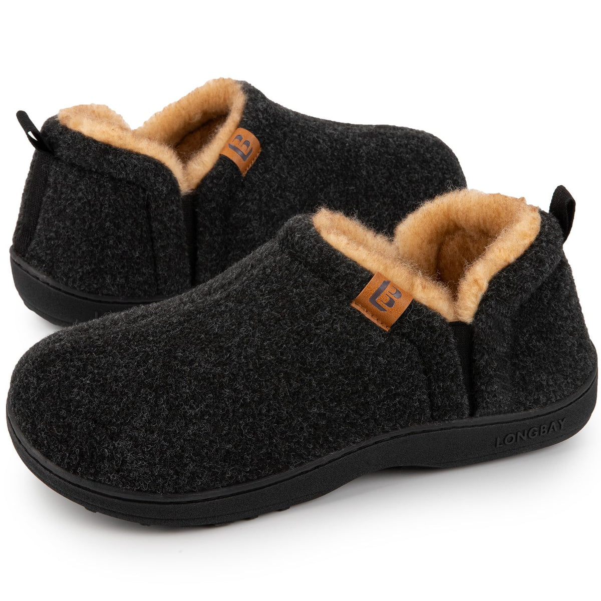 LongBay Men's Memory Foam Winter Slippers Dark Black,9-10 🍁 All In One Marketplace Canada
