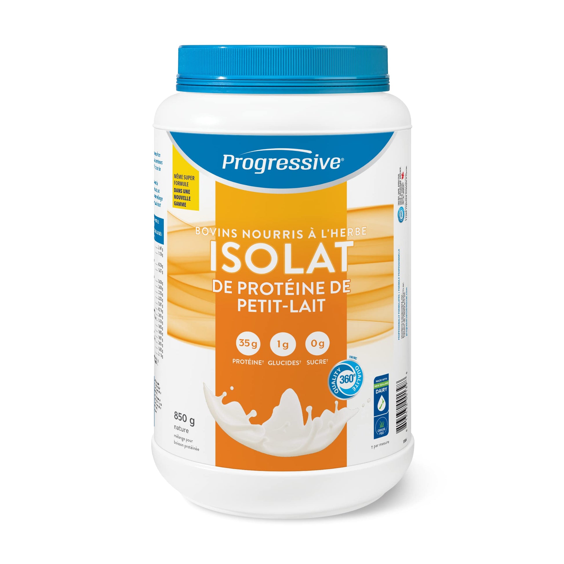 Progressive Grass-Fed 100% Whey Isolate Powder - Unflavoured, 35g Protein Per Scoop, 850g
