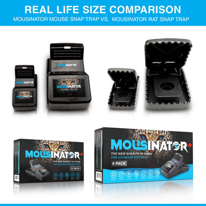 MOUSINATOR Rat Trap | 6-Pack | Large Rat Snap Traps for Indoor and Outdoor Use | Easy to Set | Safe and Reusable Design | Easy to Clean | Effective Powerful Large Mouse Trap that Works Instantly - Available at All In One Marketplace Canada