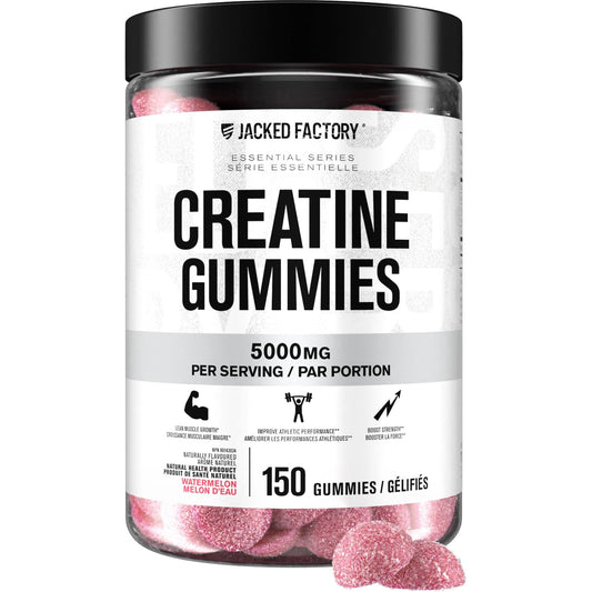 Jacked Factory Creatine Gummies 5g Daily Dose (1g per Gummy) - Creatine Monohydrate Gummy for Men and Women, Vegan-Friendly, Travel-Friendly, Third-Party Tested - 150 Gummies, Watermelon - Available at All In One Marketplace Canada