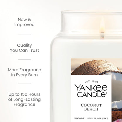 Yankee Candle Large Jar Scented Candle with up to 150 Hour Burn Time, Premium Plant Wax Blend for Cleaner Consistent Burn and Room Filling Fragrance, 22 oz, Coconut Beach 🍁 All In One Marketplace Canada