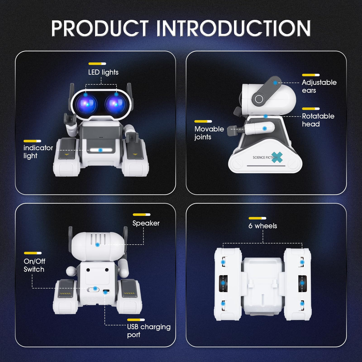 Winthai Robot Toys with Colorful LED, Remote Control Robot Toy with LED Eyes, Flexible Head & Arms, Dance Moves and Music for Kids Boys/Girls, for 3-12 Year Toddler Kid Children Teen for Christmas 🍁 All In One Marketplace Canada
