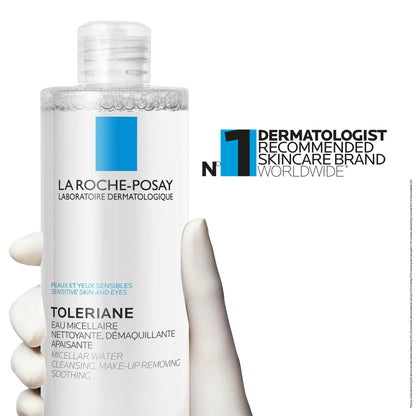 La Roche Posay Toleriane Micellar Water for Ultra Sensitive Skin, Cleanses and Removes Makeup, formulated with Glycerin & Thermal Spring Water, Hypoallergenic, Recommended by Dermatologists, 400ml La Roche-Posay