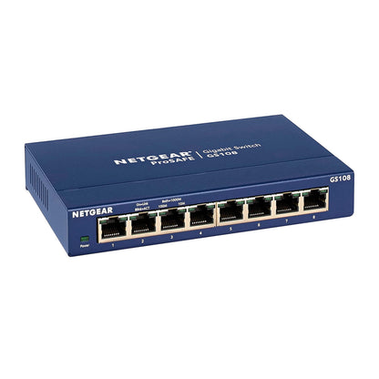 NETGEAR 8-Port Gigabit Ethernet Unmanaged Switch (GS108) - Desktop, and ProSAFE Lifetime Protection