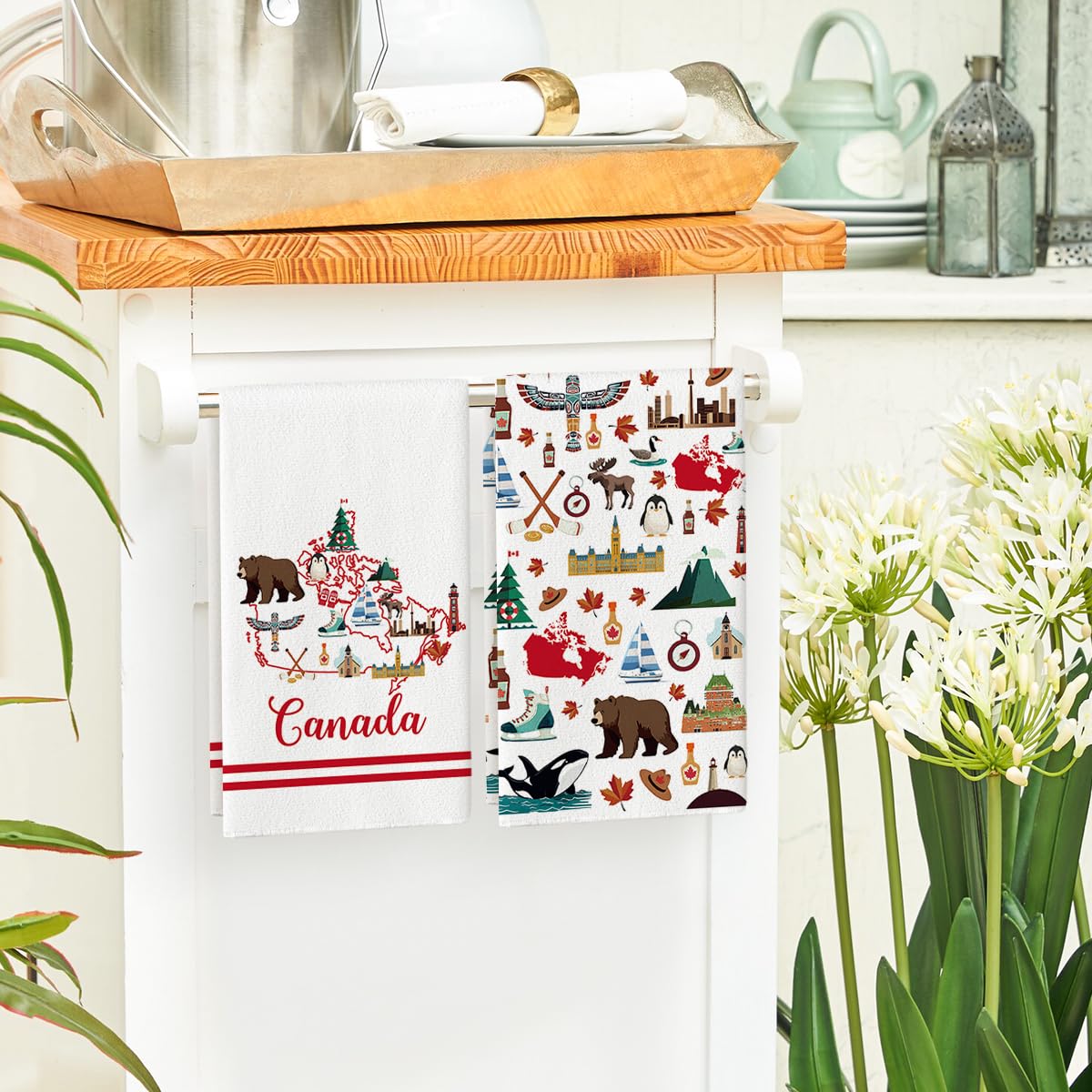 Artoid Mode Canada Maple Leaf Souvenirs Gifts Kitchen Towels Dish Towels, 18x26 Inch Canada Day Holiday Home Decoration Hand Towels Set of 2 🍁 All In One Marketplace Canada