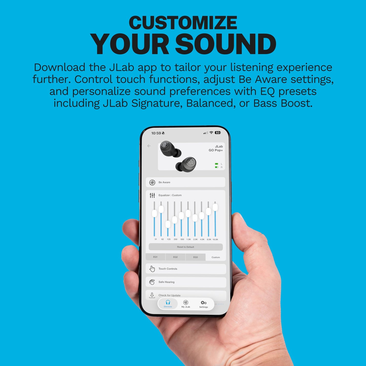 JLab Go Air Pop+, True Wireless Earbuds, Bluetooth Earbuds with Microphone, Dual Connect, EQ3 Sound, Black - Available at All In One Marketplace Canada