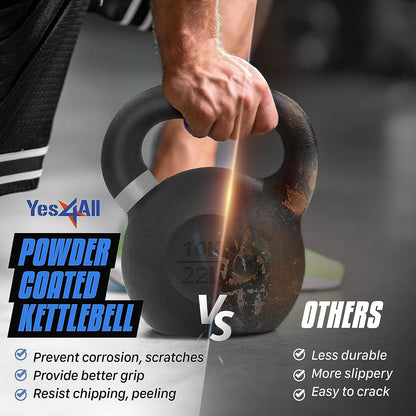 Yes4All Powder Coated Kettlebell Weights with Wide Handles & Flat Bottoms – 12kg/26lbs Cast Iron Kettlebells for Strength, Conditioning & Cross-Training 🍁 All In One Marketplace Canada