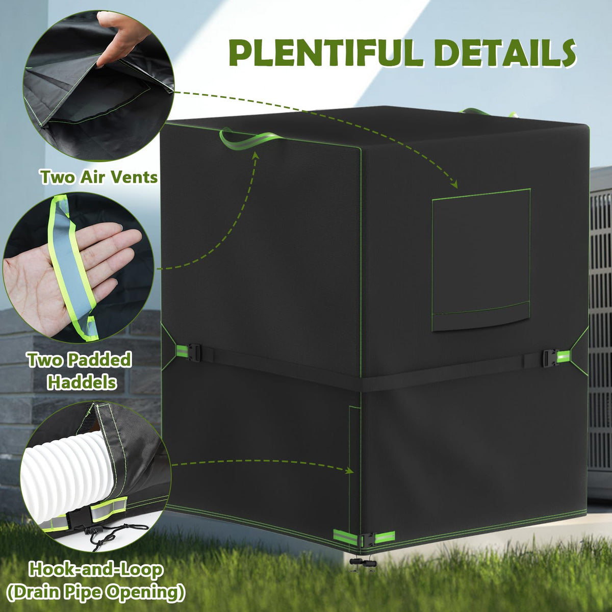 Mokani Air Conditioner Cover for Outside Units, Ac Cover 24 x 24 x 30in, Heavy Duty 42OD Oxford Square A/C Covers, Waterproof Windproof Snowproof AC Unit Cover Winter 🍁 All In One Marketplace Canada