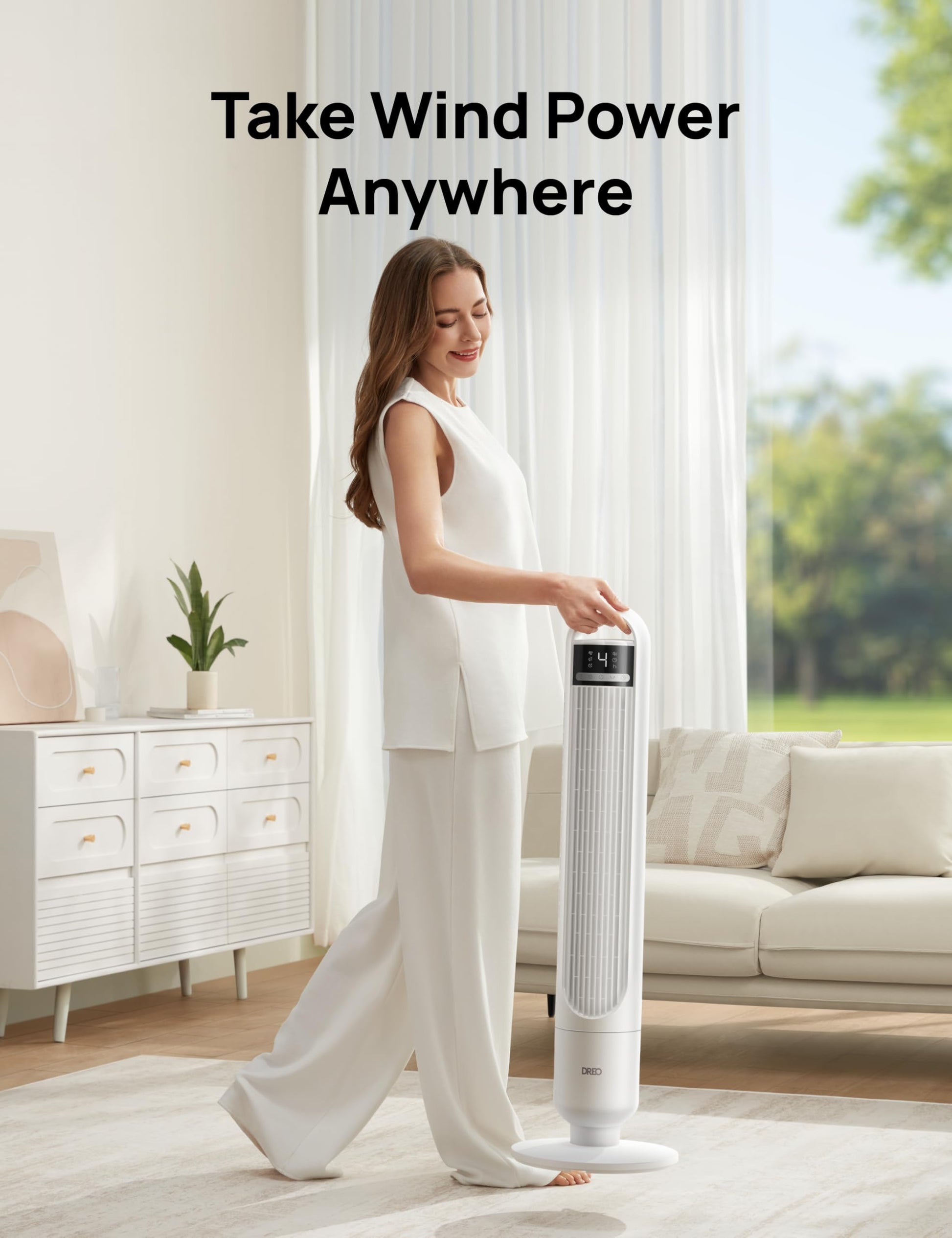 DREO Tower Fan for Bedroom, 90° Oscillating Standing Fans for Room with 4 Speeds, 3 Modes, 28dB Quiet for Sleep, 25ft/s Velocity, 8H Timer, Remote, Living Room, Office, Home, Black, TF117