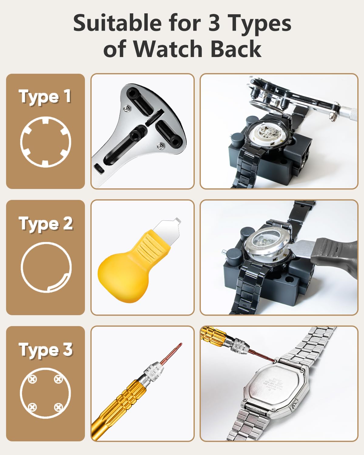 EasyTime Watch Repair Kit, Watch Link Removal Tool, Watch Band Adjustment, Including Watch Back Case Opener, Spring Bar, Operation Manual, Suitable for Battery Replacement and Strap disassemble - Available at All In One Marketplace Canada