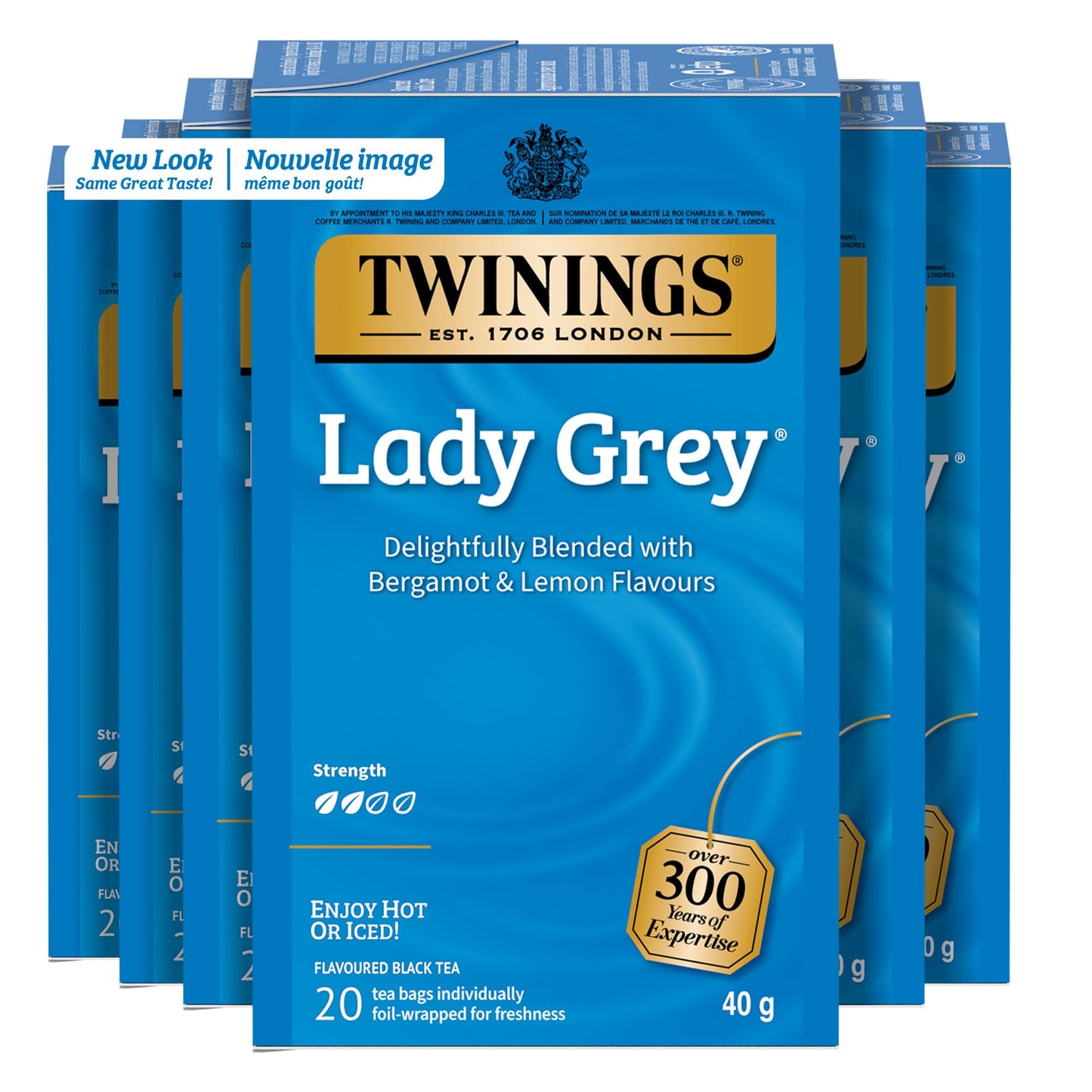 Twinings Lady Grey Individually Wrapped Teabags, Caffeinated, Refreshing Citrus Tea, 20 Count (Pack of 6), Enjoy Hot or Iced