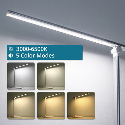 Semlos Desk Lamp, Dimmable LED Table Lamp with 25 Lighting Modes, Eye-Caring Touch Control Desk Light, 45 Min Auto Timer & Memory, White - Available at All In One Marketplace Canada