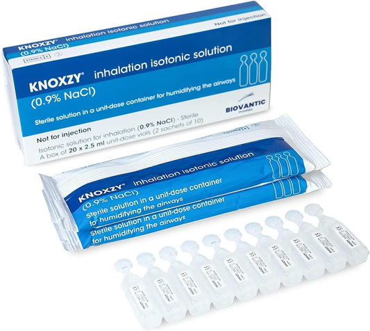 Isotonic Saline Solution 0.9% | Sodium Chloride NaCl | Saline Solution for Inhalation | 20 x 2.5ml - Available at All In One Marketplace Canada