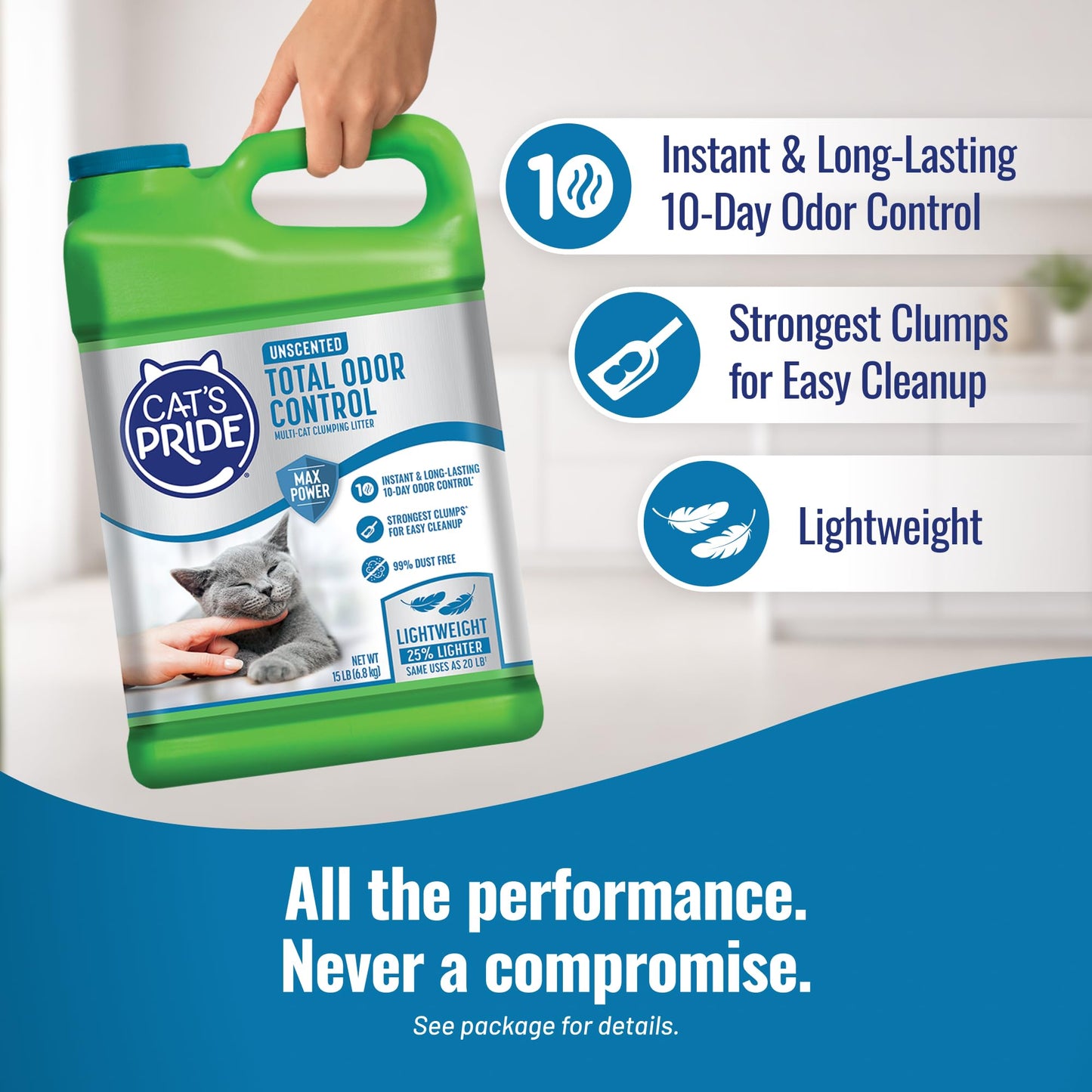 Cat's Pride Fresh and Light Premium Clumping Fragrance Free Scoopable Cat Litter Jug, 15-Pound Cat's Pride