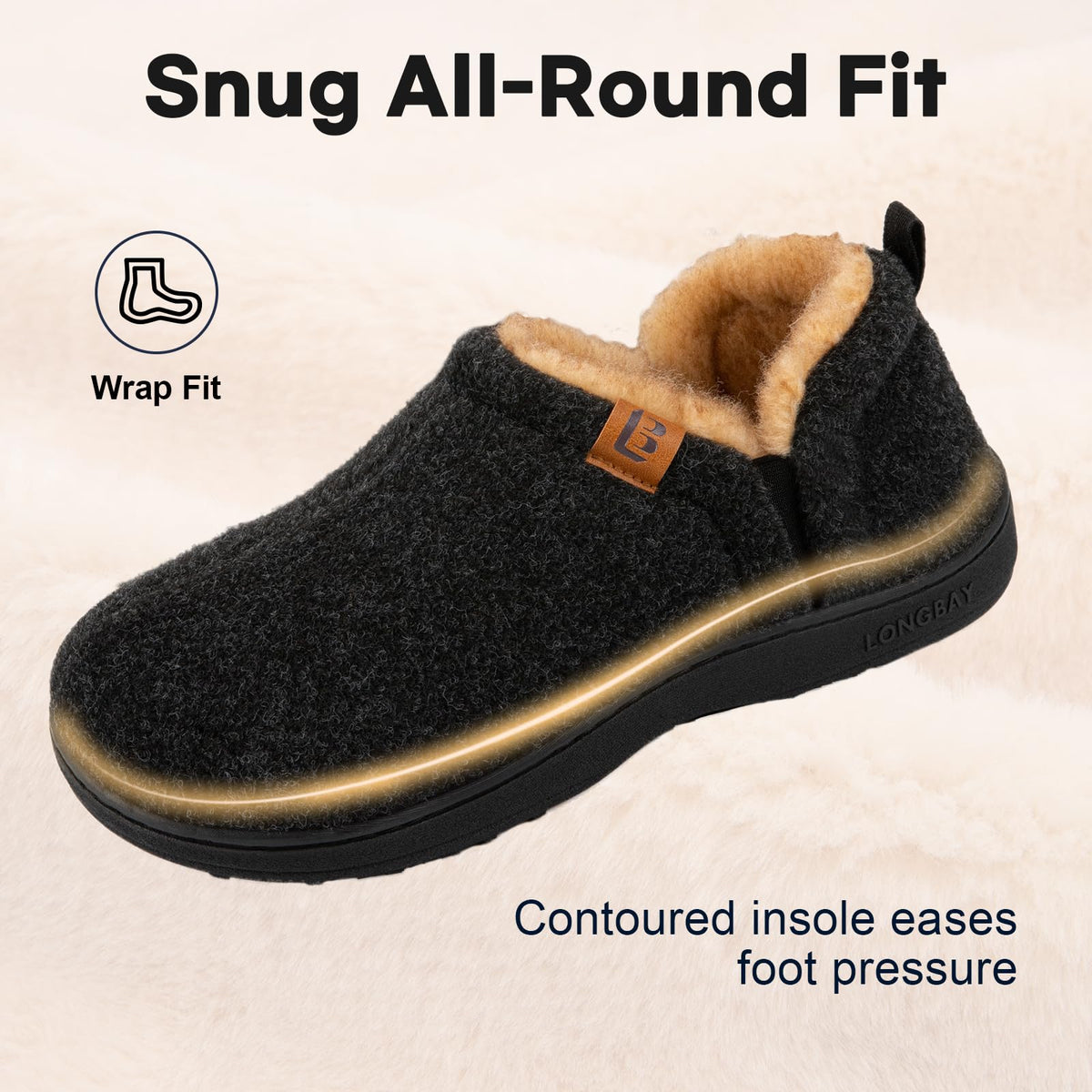 LongBay Men's Memory Foam Winter Slippers Dark Black,9-10 🍁 All In One Marketplace Canada
