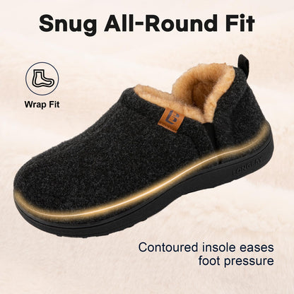 LongBay Men's Memory Foam Winter Slippers Dark Black,9-10 🍁 All In One Marketplace Canada