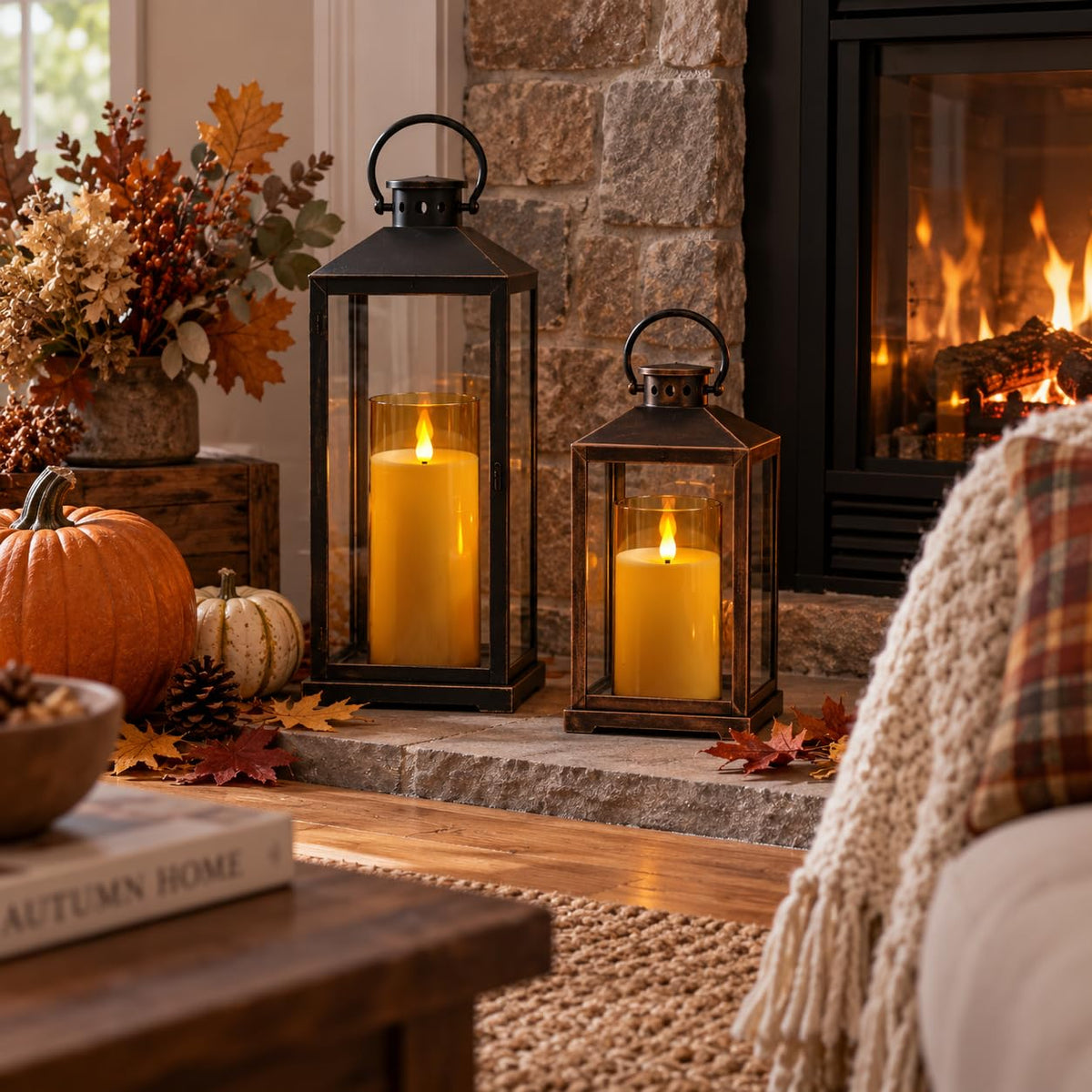 Fo32won Amber Flameless Candles with Remote, LED Pillar Candles Set of 5 🍁 All In One Marketplace Canada