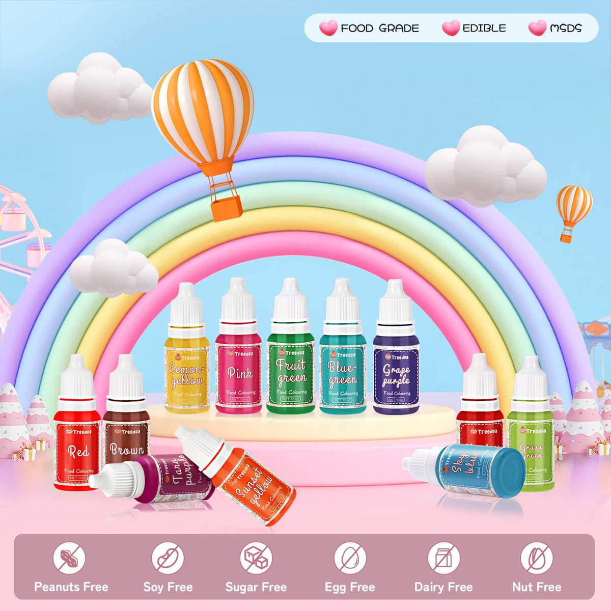 Food Colouring Liquid Set, 18 Colours x 10 ml Food Colours, Highly Concentrated Food Dye for Cake Baking, Biscuits, Macaron, Cake Decoration, Easter Egg, Fondant, Dough, DIY Slime, Soap, Baking 🍁 All In One Marketplace Canada