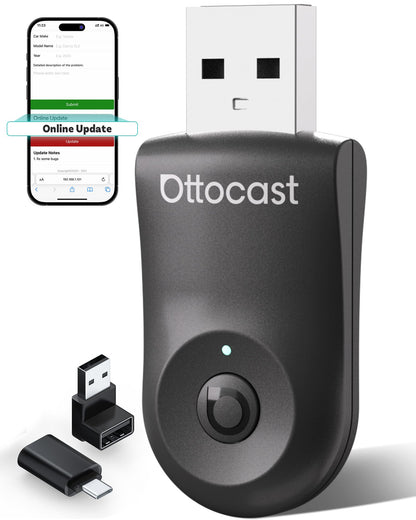 OTTOCAST Mini 2025 Wireless CarPlay & Android Auto 2-in-1 Adapter, Plug & Play, 5GHz WiFi, Auto Connect for iPhone & Android, Fits 98%+ OEM Wired CarPlay Cars