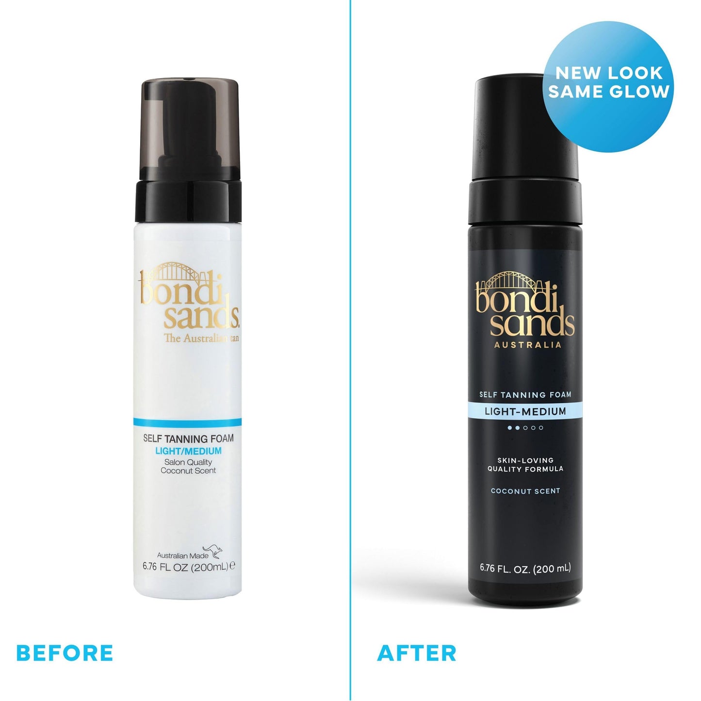 Bondi Sands Self Tanning Foam Light/Medium| Lightweight Self-Tanner Foam Enriched with Aloe Vera | Coconut scent | suitable for fair skin |Streak-Free | Never Orange | Vegan & Cruelty Free (200 mL)
