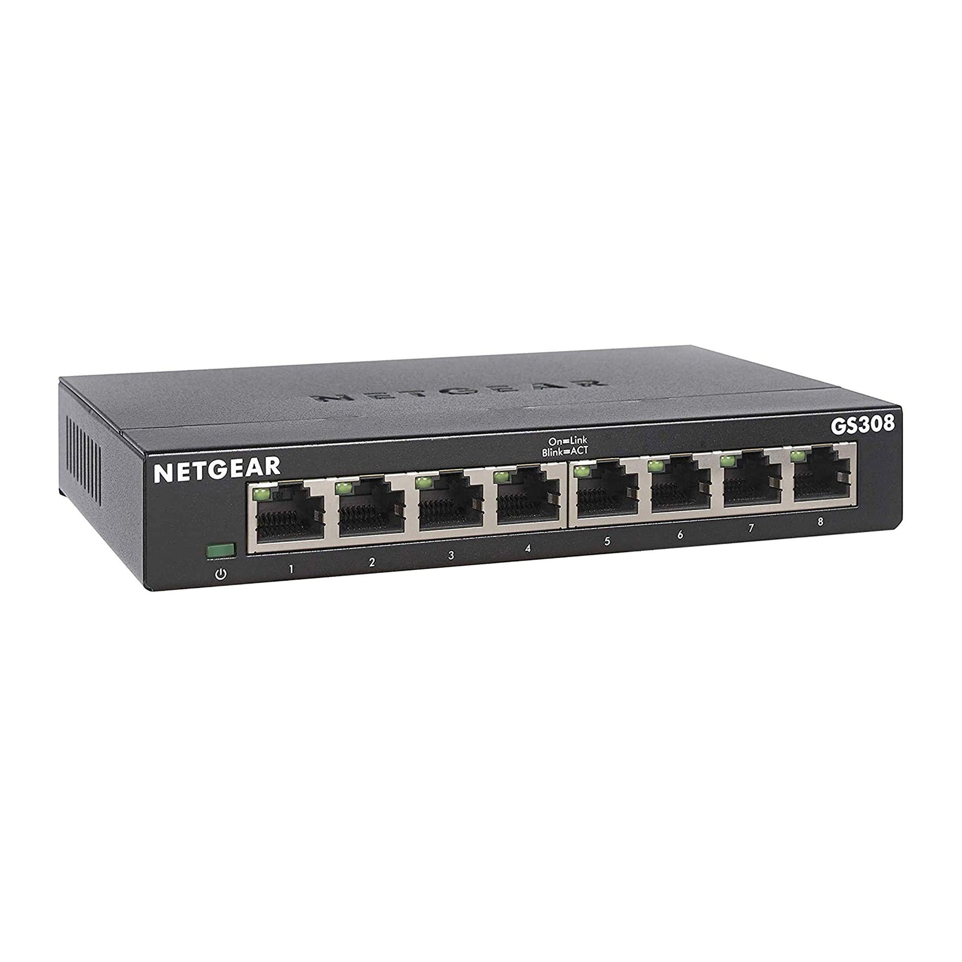 NETGEAR 8-Port Gigabit Ethernet Unmanaged Switch (GS308) Home Network Hub, Office Ethernet Splitter, Plug-and-Play, Desktop or Wall Mount, Black NETGEAR