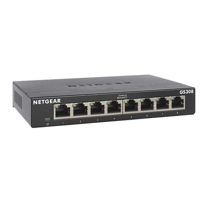NETGEAR 8-Port Gigabit Ethernet Unmanaged Switch (GS308) Home Network Hub, Office Ethernet Splitter, Plug-and-Play, Desktop or Wall Mount, Black NETGEAR