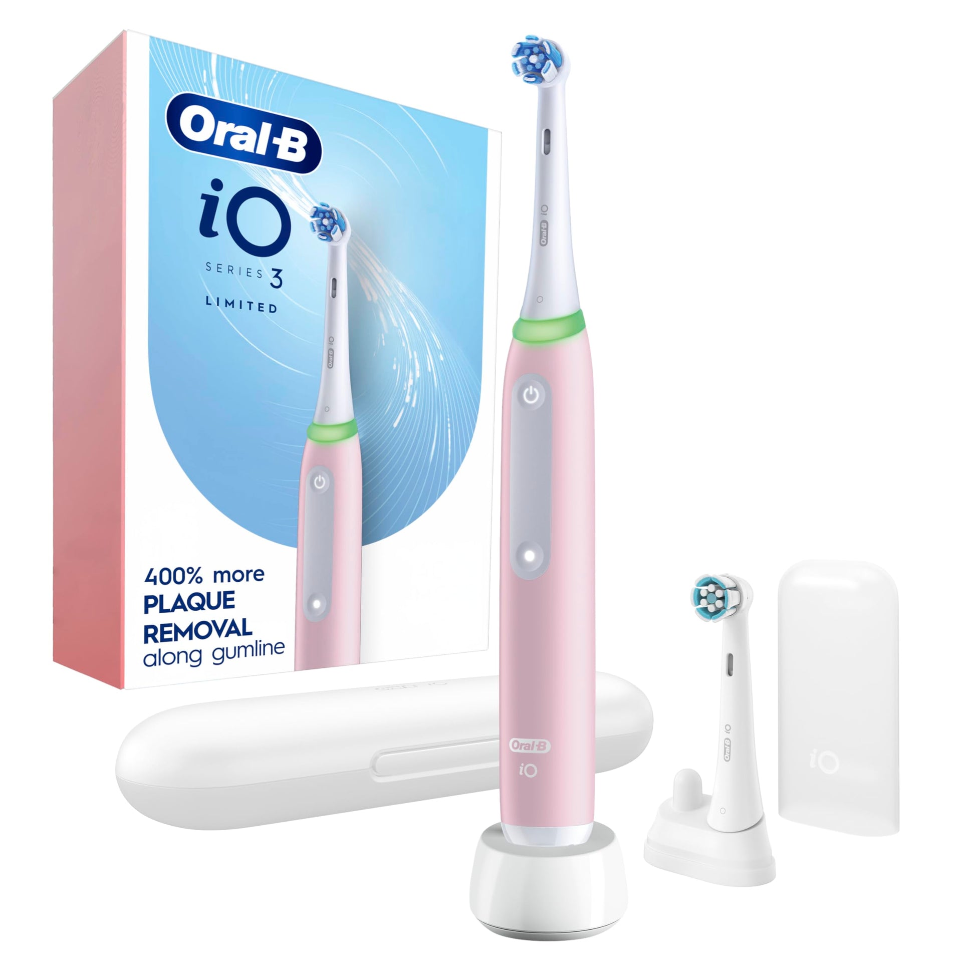 Oral-B iO Electric Toothbrush, Series 3 Limited with (2) Brush Heads, Rechargeable, Azalea Pink Oral-B