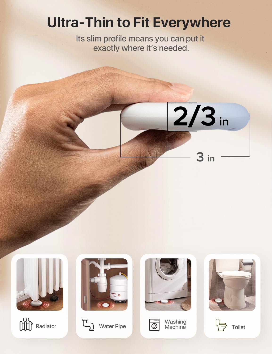 X-Sense Wi-Fi Water Leak Detector Kit, Smart Water Sensor Alarm with App Alerts and Ultra-Slim Design, Water Alarm Leak Detector for Basements, 4 Water Sensors and 1 Base Station, Model SWS0A41 - Available at All In One Marketplace Canada