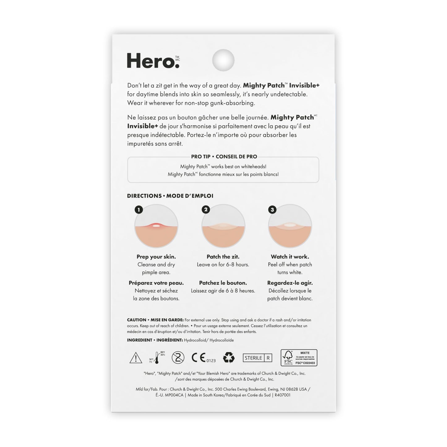 Hero Cosmetics Mighty Patch Invisible+ – Barely-there Hydrocolloid Patch for Pimples on the Face, Day-time Patches for Sensitive Skin, 39 Count