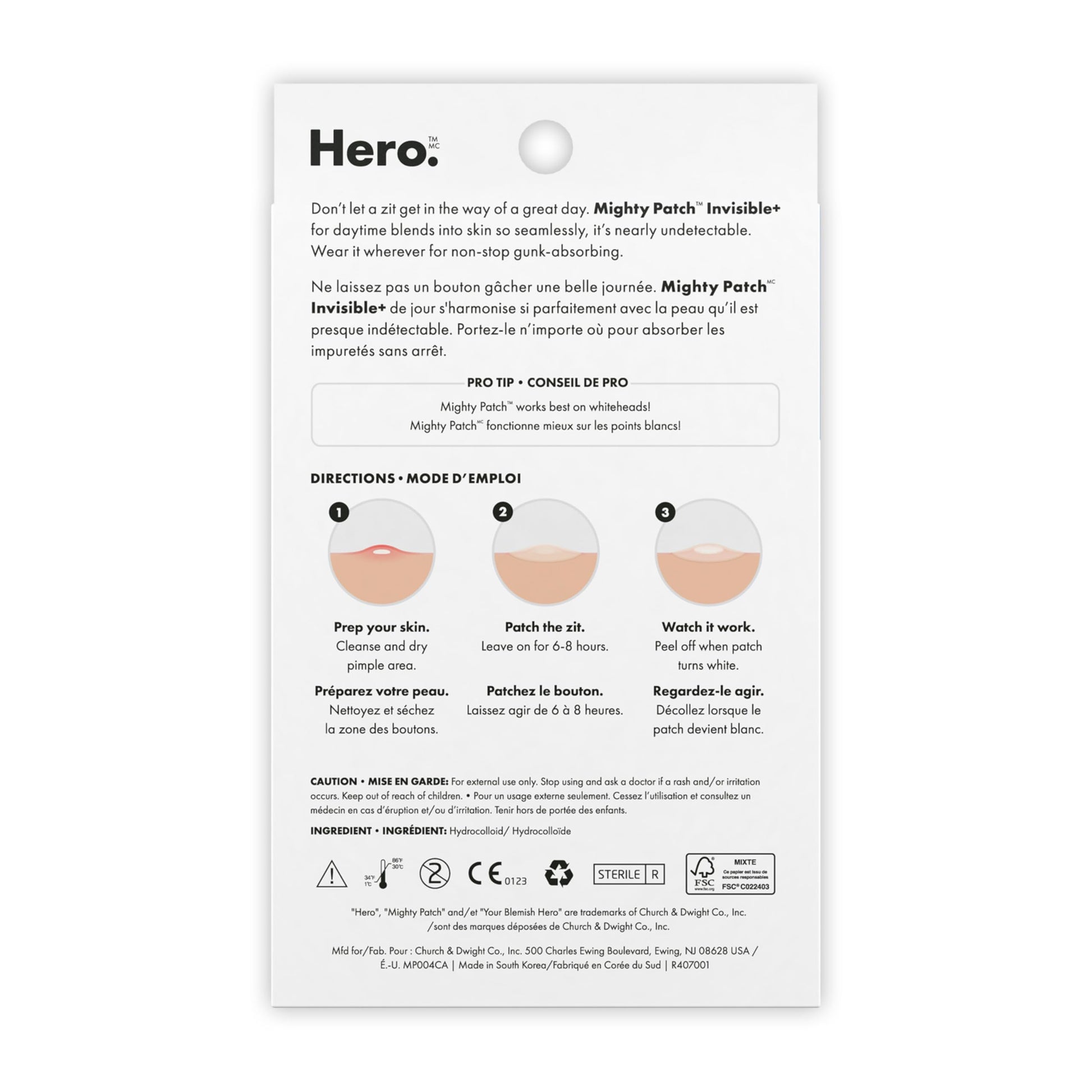 Hero Cosmetics Mighty Patch Invisible+ – Barely-there Hydrocolloid Patch for Pimples on the Face, Day-time Patches for Sensitive Skin, 39 Count