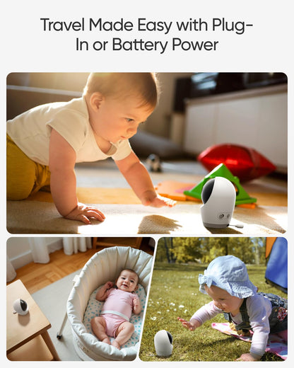 eufy Baby Monitor E21 with 4K Camera, Hybrid Wi-Fi and No Wi-Fi Connection, App and Monitor Control, Ultra-Clear Night View, Pan-Tilt, 8× Zoom, Portable Camera with Built-In Battery, ANR, Smart Alerts - Available at All In One Marketplace Canada