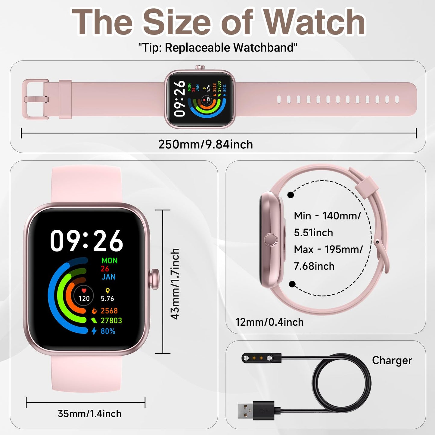 Smart Watch for Men Women with Bluetooth Call,Alexa Built-in Smartwatch,1.83"DIY Dial Fitness Watch with Sleep Heart Rate SpO2 Monitor,100+ Sport Mode,IP68 Waterproof Watch Compatible with Android iOS - Available at All In One Marketplace Canada