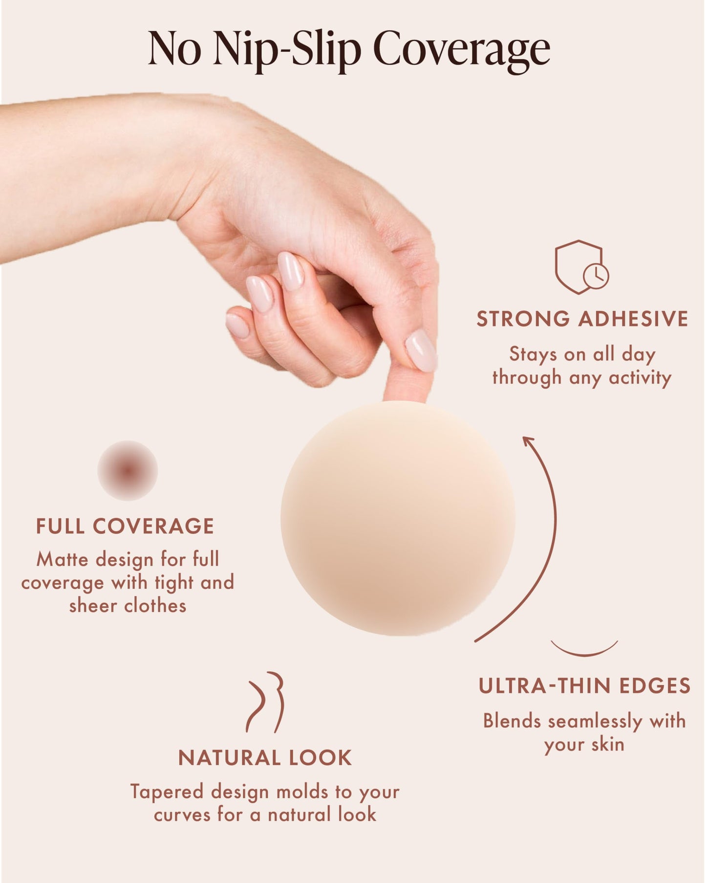 Bare Babe Reusable Silicone Nipple Covers - Waterproof, Nude, 4 Shades - Sticky Breast Stickers for Strapless Dress, Crème, Small (Fits AA-B)