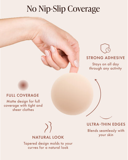 Bare Babe Reusable Silicone Nipple Covers - Waterproof, Nude, 4 Shades - Sticky Breast Stickers for Strapless Dress, Crème, Small (Fits AA-B)