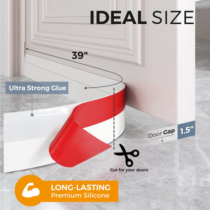 GroTheory 2 Pack Door Draft Stopper, Under Door Draft Blocker, Soundproof Weather Stripping Door Seal, 2"" W x 39"" L, White - Available at All In One Marketplace Canada
