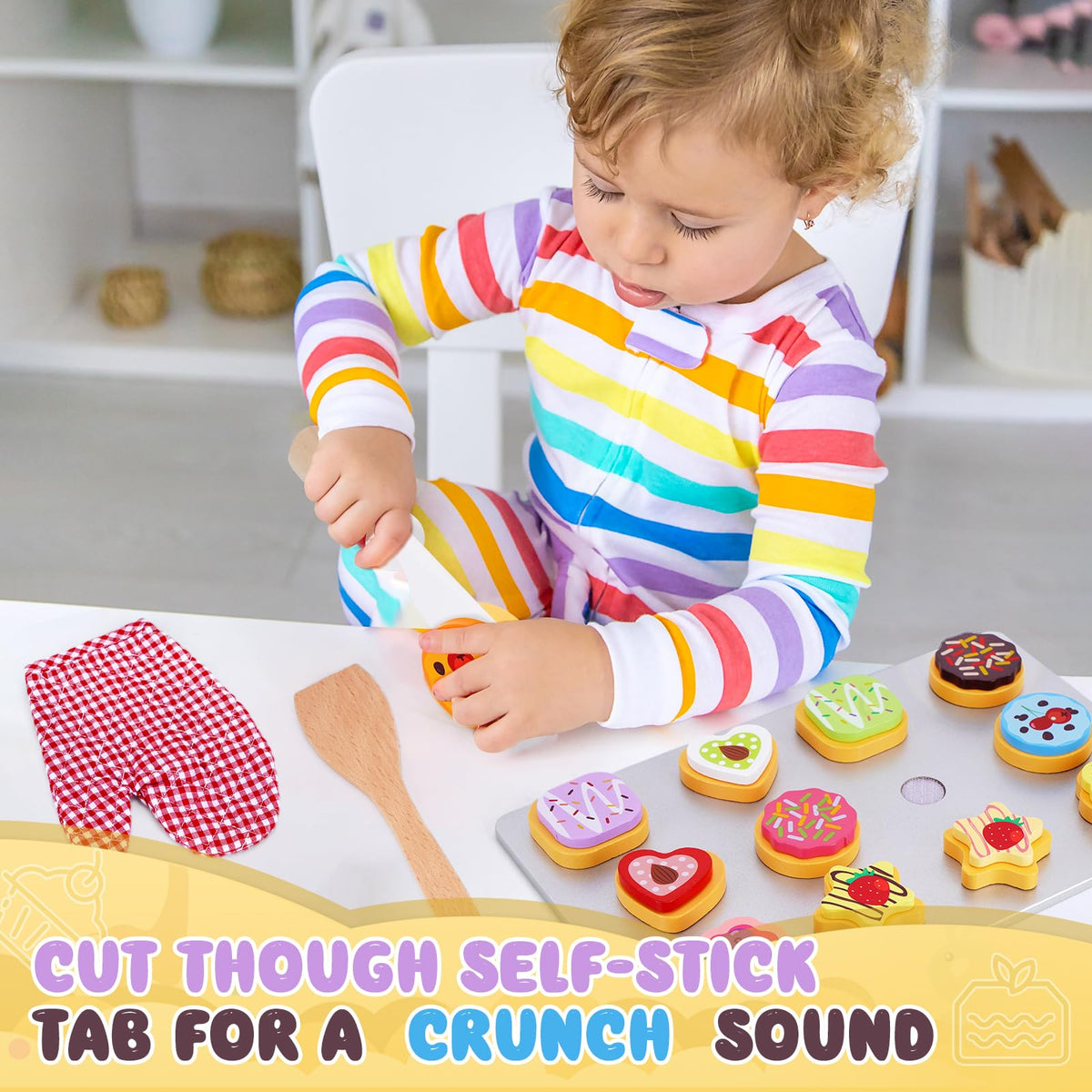 Slice and Bake Wooden Cookie Play Food Set for Kids Kitchen - Toy Food 🍁 All In One Marketplace Canada
