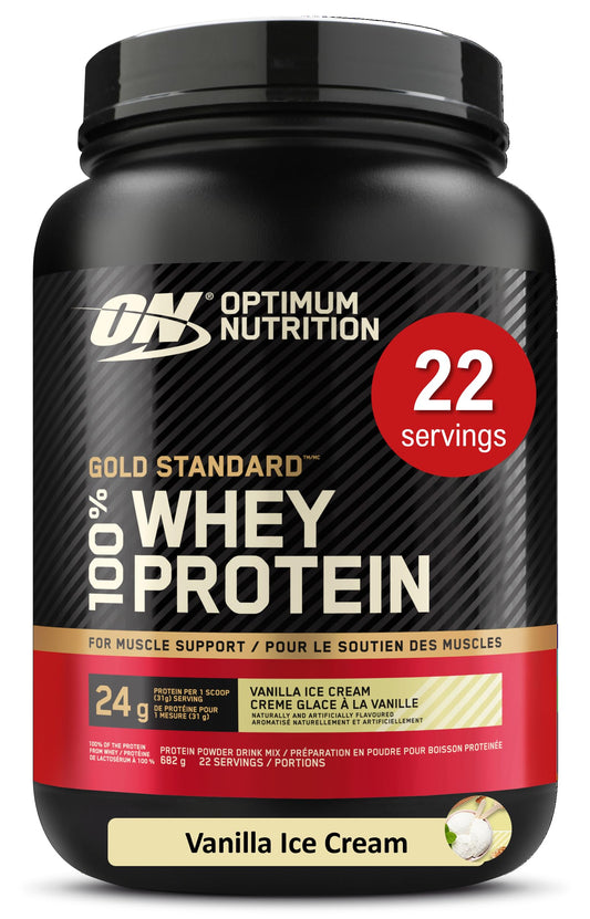 Optimum Nutrition Gold Standard 100% Whey Protein Powder, 670g - Vanilla Ice Cream - 22 servings (packaging may vary) 🍁 All In One Marketplace Canada