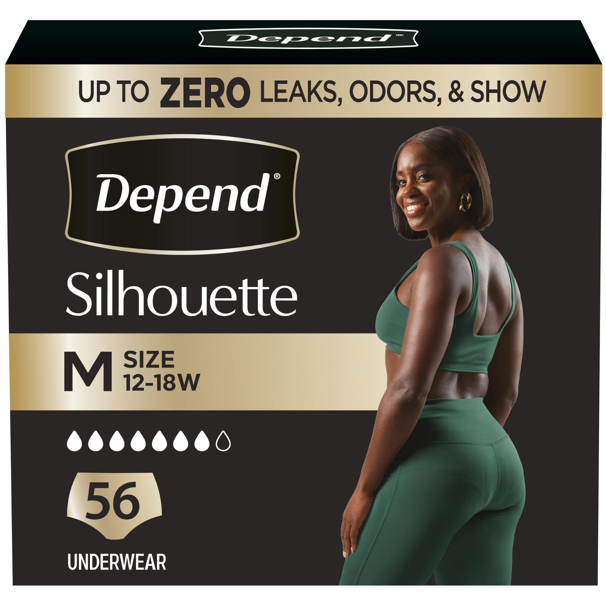 Depend Silhouette Adult Incontinence Underwear for Women, Maximum Absorbency, Medium, Pink, 56 Count (2 Packs of 28) Depend